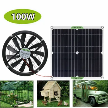 100 W 12 Sunčano ispušni ventilator Ventilator zraka 12 cm mini ventilator za solarne baterije Ventilator za psa Kokošinjac Staklenik RV