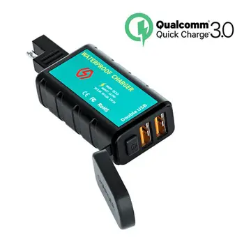 12-Double kvadrat punjač QC3.0, adapter za brzo punjenje, vodootporna torbica, priključak za motor SAE, USB, punjač za mobilni telefon
