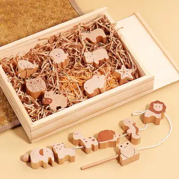 16 kom. drvenih blokova u obliku životinja, igračka za-uvezivanje, drvene puzzle za slaganje za dječaka i djevojčica