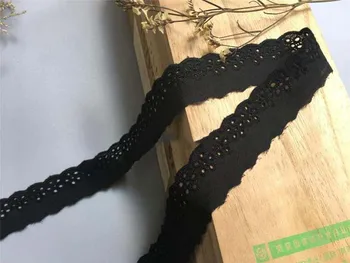 25 metara Crna pamučna cvjetne čipke tkanina s trim aplikacija za šivanje odjeće, pribora za odjeću ručni rad u patchwork stilu širine 25 mm