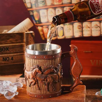 3D Personalizirane imitacija бочкообразной šalice, klasicni kreativno krigla Viking, čašu za vino od smole velikog kapaciteta