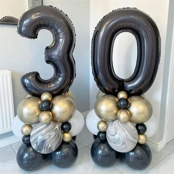 45шт 40-inčni balone iz folije s crnim brojem kolona za rođendan, zlatno-bijele latex baloni, baloni princeza za rođendan, ženski ukras za stranke