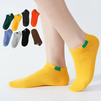5 parova svakodnevne prugaste čarape-iz djetinjstva, ženske proljeće-ljeto pamučne korejski prozračne soft sportske čarape do gležnja kontrastne boje