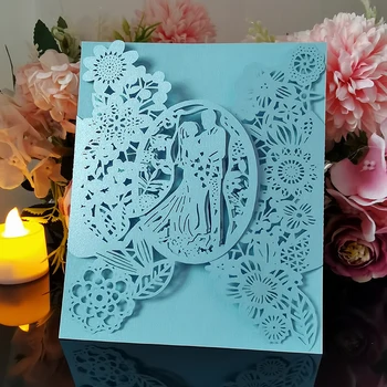 50 kom. ulaz Romantične pozivnice za vjenčanja mladenka i mladoženja čestitke s cvjetnim uzorkom, nekoliko boja za dekor zurke