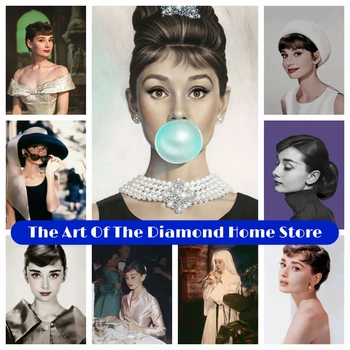 Audrey Hepburn Umjetnost AB Dijamant rhinestones slika poznata filmska zvijezda Setovi za križićima Slika s vezom Mozaik Dekor sobe