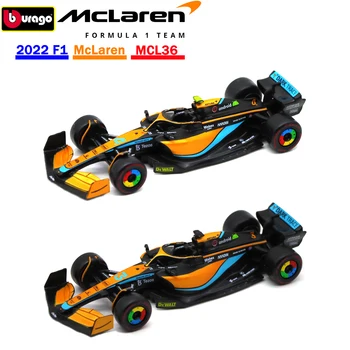 Bburago 1:43 2022 F1 McLaren MCL36 #3 Daniel Riccardo #4 Lando Norris Trkaći Automobil Od Legure Model Automobila Igračka Za Odrasle