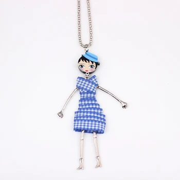 Bonsny, jedinstvena modro haljina, moderan, lijepo, novo 2016, akril figurice za djevojčice, ogrlicu i privjesak za žene, besplatna dostava