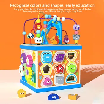 Edukativne igračke Montessori, drveni višenamjenski kocka za nastavu, igračke za bebe kulturni boja i oblika, zabavan poklon za rođendan