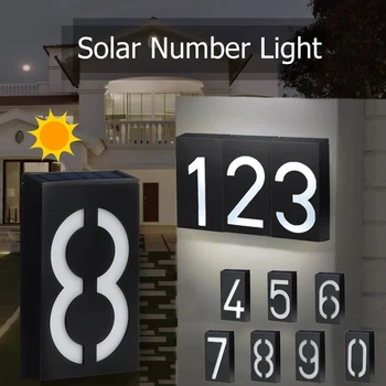 Led solarna svjetla pločica s brojem kuće, pločica s adresom na zidu zgrade u dvorištu, sobe adresa, pločica sa svjetiljkom, radi na solarni pogon