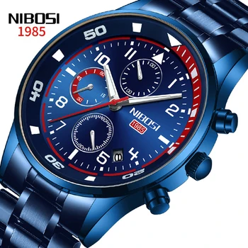 NIBOSI 2021, nova moda, svakodnevne muške kvarcni sat s minutni lice, svjetlećim rukama, vodootporan sat, remen od nehrđajućeg čelika, sat