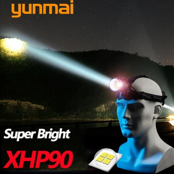 Najmoćniji led lampe XHP90 налобный lantern Snaga svjetiljke lampe 18650 baterija je Najbolje za ribolov kampiranje