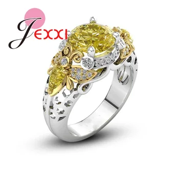 Novi modni žuti kristal, masivni prsten u obliku pčele iz gorskog kristala, srebra 925 sterling, sok od kamena, hip-hop nakit, raskošan nakit