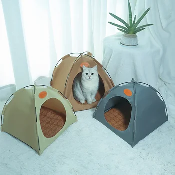 Novi sklopivi mačja krevet Šator Namještaj-utor s ljetnom spavača tepih Prozračni za malog psa mače Pribor za kućne ljubimce