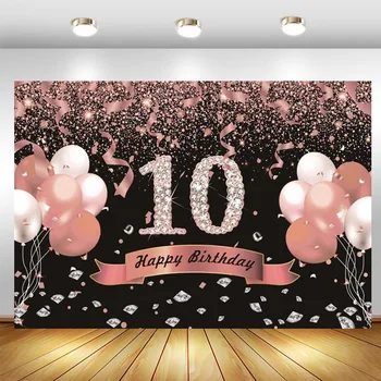 Pozadina sa 10-m sretan rođendan od ružičastog zlata balon za dječake i djevojčice proslava desetog rođendana za naručivanje Fotografija Von rekvizite za fotografiju pucati banner