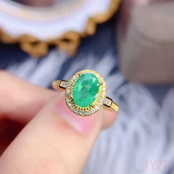 Prsten s prirodnim 100% колумбийским smaragdu, autentično prsten od srebra S925 uzorka, donje modni prsten s glavni kamen 6x8 mm