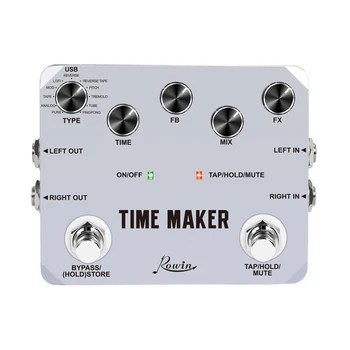 Rowin Гитарная papučicu Time Maker Pedala, efekata Ultra Delay za električne gitare 11 tipova kašnjenja s funkcijom Tap Tempo True Bypass