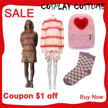 Srijeda Cosplay Addams Djevojke Enid Sinclair Cosplay odijelo Košulja, suknja haljina Halloween карнавальный odijelo za žene Pink ruksak