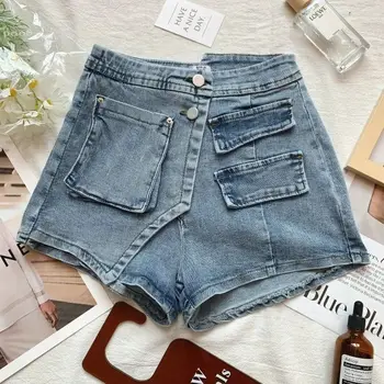 Traper kratke hlače ženske 2023 nove ljetne korejski traper kratke hlače s visokim strukom dizajnerske oblikovana nepravilnog vruće hlače