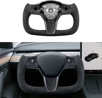 Upravljač s замшевым obujmicom pogodan za Tesla Model 3 model Y 2017 + koža s grijanjem