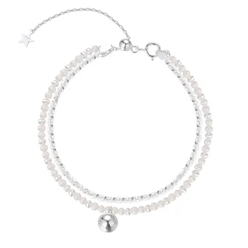 VENTFILLE S925 čisto (eng. sterling) srebro Moderan novi dvoslojni narukvica sa biserima гипсофилы, ženski nakit za poklon za vjenčanje
