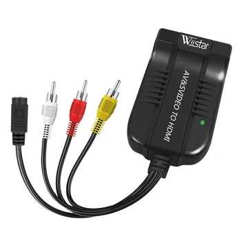 Wiistar Male 3RCA/CVBS S-video konverter Audio-video, HDMI AV2HDMI Adapter 1080P s korak-up Skaliranja za Monitor Kamere