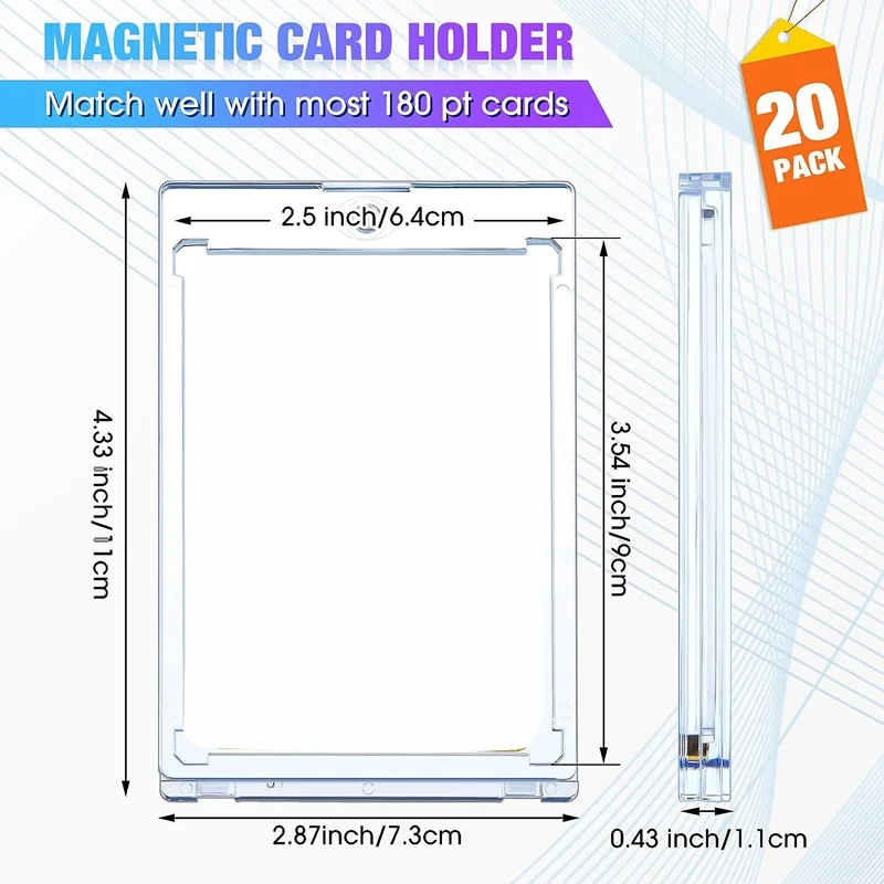 20 kom 180 PT Transparentno magnetski držač za kartice skup протекторов za shopping kartice, sportske baseball kartica