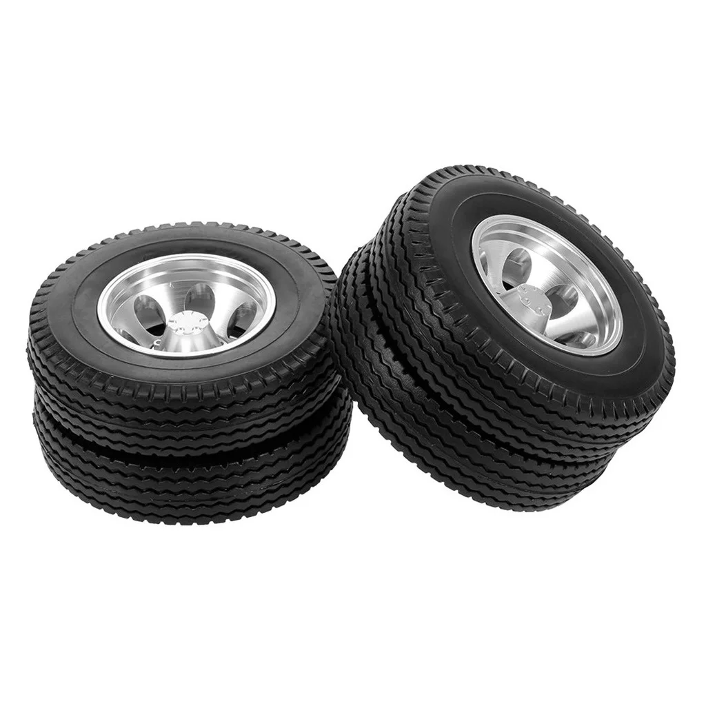 6 kom. komplet kotača guma Tamiya, metalna glavčine prednjeg i stražnjeg kotača za 1/14 dijelova za nadogradnju радиоуправляемого prikolice, vučnog vozila, vozila