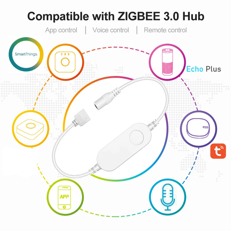DC12V 24V Smart Zigbee 3,0 Led Kontroler 5050 RGB/RGBW/RGBCCT Kontroler Podešavanje Svjetline led Trake Tuya Zigbee App Voice Od Alexa Google