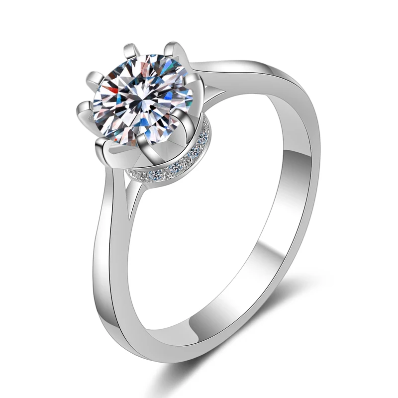 dijamantni prsten je savršen rez boje Mossabite D s premazom od bijelog zlata 1 karat, 100% čisto (eng. sterling) srebro S925 uzorka, vjenčanje na Valentinovo, vrhunski klasik