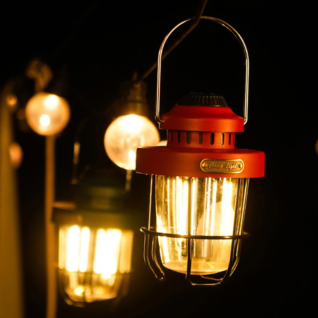 Led svjetiljka za kampiranje, retro-lanterna, zaštita za oči, viseći ukras, Type-C, vodootporan lampa, ukras za šetnje na otvorenom, crvena