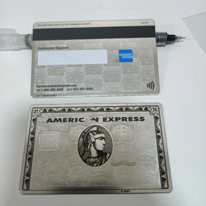 Metalni kreditne kartice Amex Express Bla sa lasersko graviranje i članske debitne metalne kartice Amex, podržavaju ispis, osobno ime,