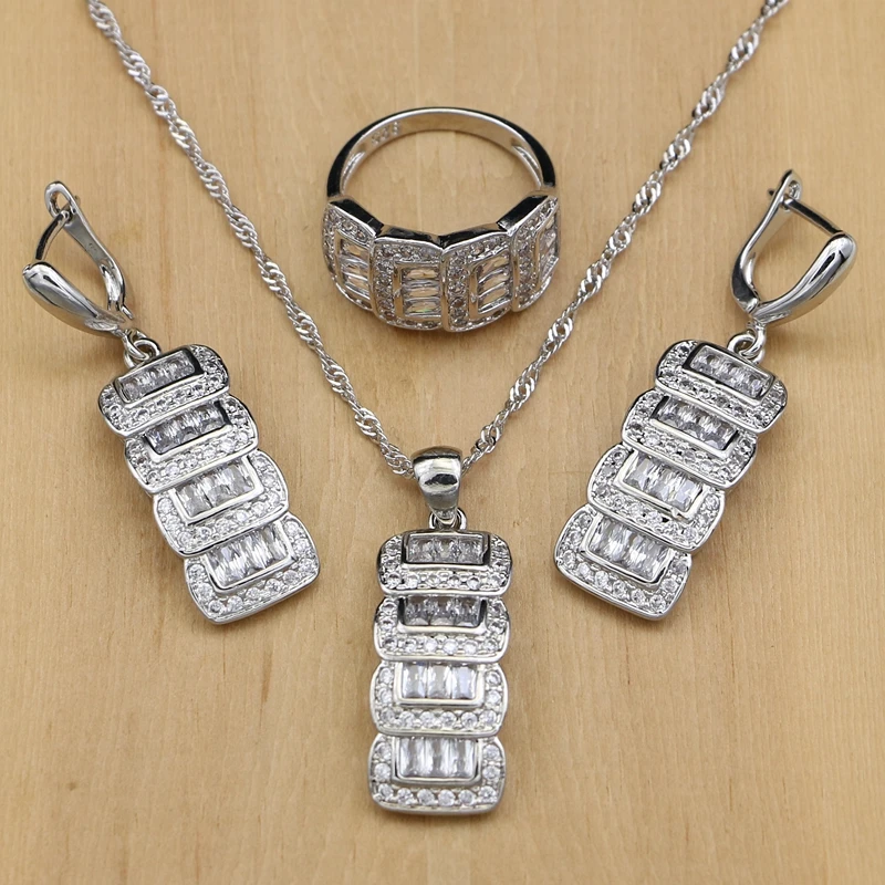 Svadbeni nakit srebrne boje, perle od kubni cirkonij, setovi nakita za žene, vjenčanje pribor, naušnice, prstenje, ogrlice, skup