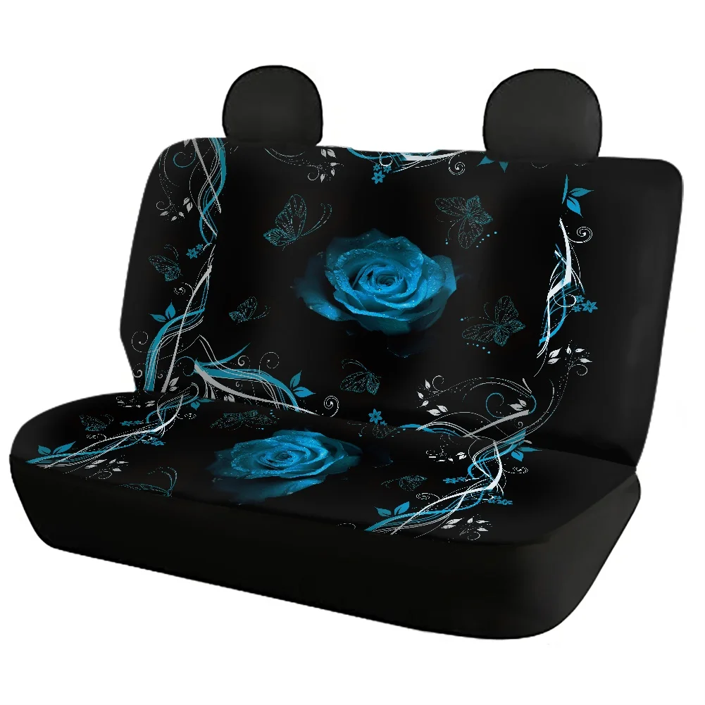 Torbica za auto sjedala s Cvjetnim Ispis Blue Rose Art, Komplet za Žene, Torbica za Prednji Stražnjeg sjedala, Luksuzni Dizajn, Đonovi Jastuk Za Zaštitu Vozila