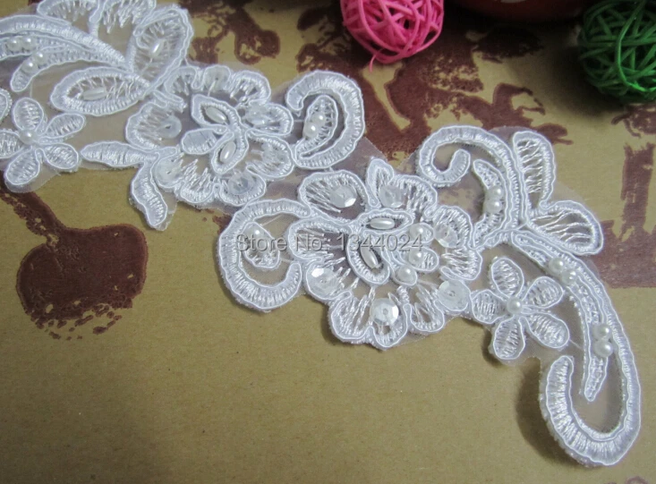Vezeni perle vjenčanje cvjetne čipke oblog za za ukrašavanje svadbene haljine, vjenčanje vela