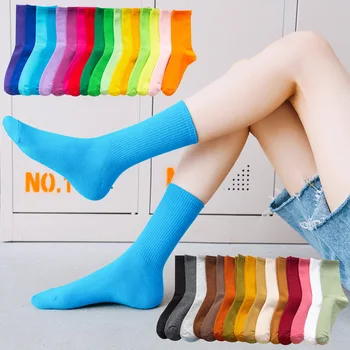 Ženske čarape Four Seasons, višebojni pamuk prozračne soft čarape od čistog pamuka, udobne kućne čarape za djevojčice visoke kvalitete