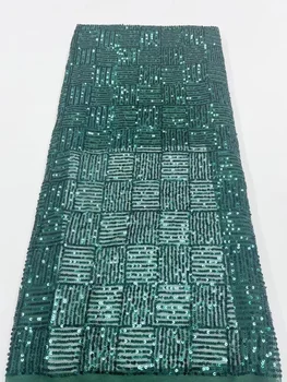 Нигерийская cvjetne čipke tkanine, šljokice 2023, visoko kvalitetna zelena afrička čipka tkanina s vezom za šivanje vjenčanice, сетчатое čipka 5 metara